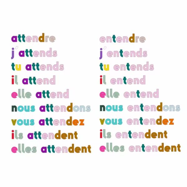 Phonocolorisation des conjugaison des verbes attendre et entendre